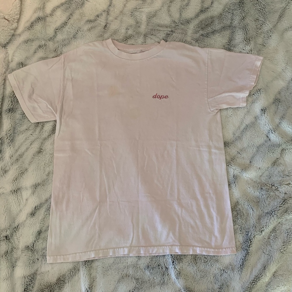 Brandy Melville light pink “dope” graphic top